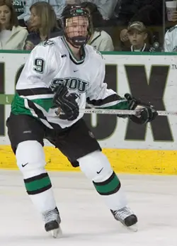 Jonathan Toews and UND will try to hang on to a home-ice berth for the WCHA playoffs (photo: Melissa Wade).