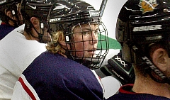 T.J. Oshie waits for a shift at a UND captain's practice (photos: Patrick C. Miller).