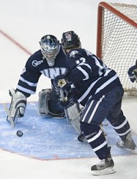 Jeff Pietrasiak makes one his 29 saves (photo: Melissa Wade)