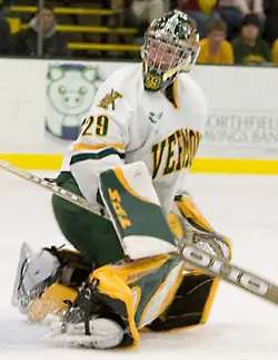 Joe Fallon will carry the load between the pipes for Kevin Sneddon's Catamounts (photo: Melissa Wade).