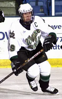 Durbin on the ice during his playing days at Wayne State (photo: Mark Hicks / Westside Photographic).