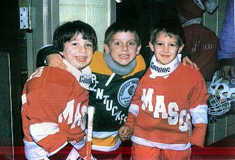 The three amigos. Ryan surrounded by cousins Cherie and Kevin, who both played for rival Masconomet (photos: Karyn Hendrickson).