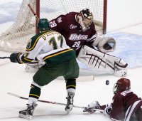 Jon Quick didn't allow a goal in his NCAA debut. (photo: Melissa Wade)