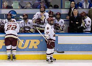 The Boston College bench dejected after the game-winning goal. (photo: Melissa Wade)