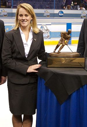 Kristin Savard of Yale won the 2007 Humanitarian Award Friday (photo: Jim Rosvold).