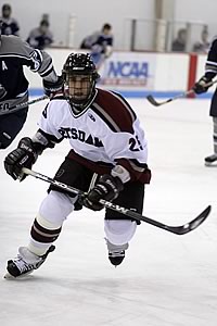 Potsdam senior defenseman Vince Tarantino got the first and last goals in a 6-6 tie with Brockport. (photo: Boyd Jones)