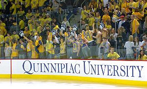 A crowd shot from Quinnipiac's new rink in the TD Banknorth Sports Center.