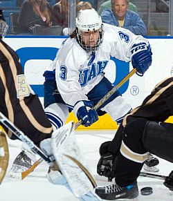 UAH's Brett McConnachie is a threat on the ice -- and on the mic (photo: UAH media relations).