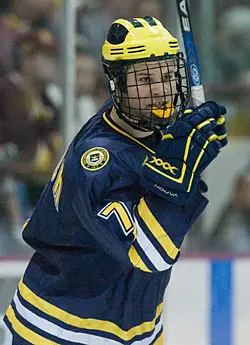 T.J. Hensick celebrates his goal (photo: Melissa Wade).