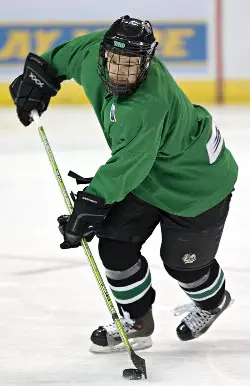 WCHA Player of the Year Ryan Duncan at practice Wednesday in St. Louis (photo: Melissa Wade).