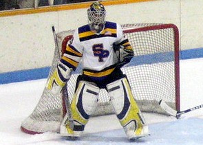 Sophomore goalie Marcus Paulson has a 3.00 GAA, a .917 save percentage and a 3-0-0 record for Stevens Point. (photo: Matthew Webb)