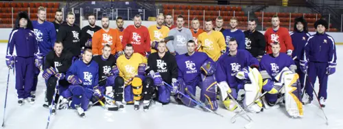 Elmira Soaring Eagles -- and their Mohawks (photo: David Walberg, Elmira Sports Information Assistant).