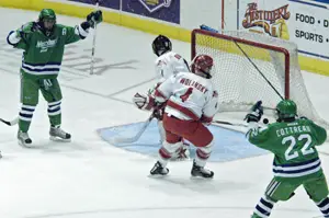 Mercyhurst scores the first goal of the game (photos: Angelo Lisuzzo.)