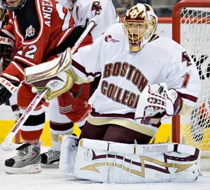 John Muse has been a fixture in net for Boston College this season (photo: Melissa Wade).