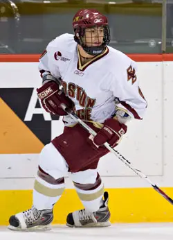 Regardless of size, Nathan Gerbe plays plenty big for Boston College (photo: Melissa Wade).