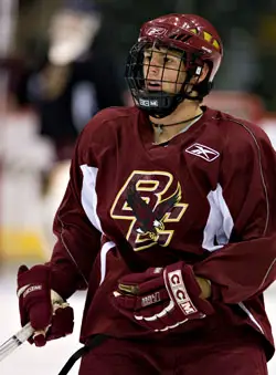 Nathan Gerbe led Boston College into the Beanpot championship game (photo: Melissa Wade).