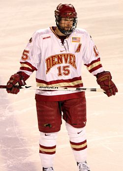 Ruegsegger on the ice for the Pioneers.