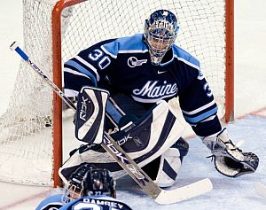 Ben Bishop left for the pro ranks after three seasons at Maine (photo: Melissa Wade).