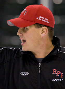 American Hockey Coaches Association president and Rensselaer coach Seth Appert is among those speaking out against the proposed change to call icing when a team is shorthanded (photo: Melissa Wade).