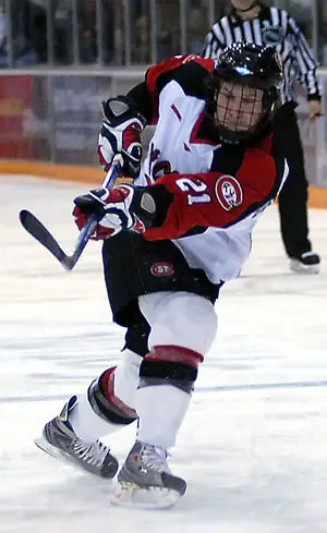 Aaron Brocklehurst is St. Cloud State's top-scoring blueliner (photo: Jason Waldowski).