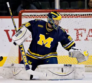 Billy Sauer is the veteran half of Michigan's goalie rotation (photo: Melissa Wade).