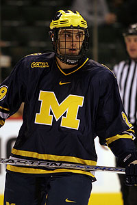 Louie Caporusso had a goal -- of a sort -- and an assist in Michigan's win Friday (photo: Ryan Coleman).