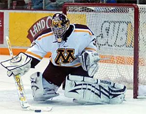 WCHA Final Five MVP Alex Kangas gives Minnesota its best chance in net (photo: Jason Waldowski).