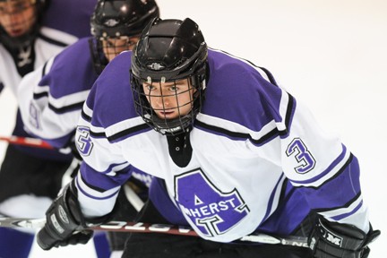 Senior Rylan Burns is clearly focused on a bigger prize when the Lord Jeffs host Babson in a first round NCAA tournament game (photo: Tim Costello).