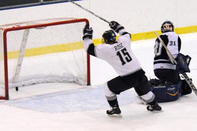 Phil Rose scored Geneseo's fourth goal to make it 4-2 against Fredonia (photo: Angelo Lisuzzo).