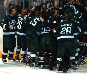 Bemidji State celebrates its Midwest Regional championship (photo: Christopher Brian Dudek).