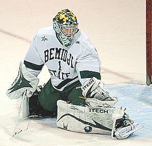 Netminder Matt Dalton keyed Bemidji State to an upset win over St. Cloud State last Friday (photo: BSU photo services).