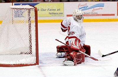 Ben Scrivens carried Cornell to a three-point weekend to start the Big Red's ECAC Hockey season (photo: Cornell University).