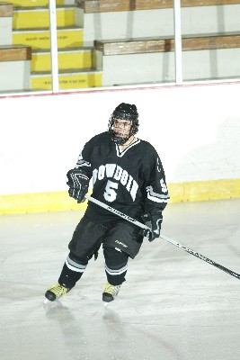 Bowdoin defenseman Mike Corbelle leads the Polar Bears in search of a road win at Williams in the NESCAC conference tournament (photo: Tim Costello).