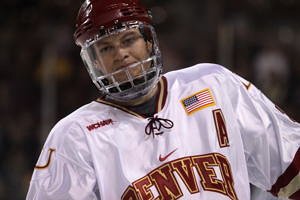 Rhett Rakhshani is an offensive force for Denver, the consensus favorite to win the WCHA (photo: Candace Horgan).