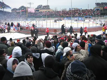 The Union Dutchmen take in the Blackhawks-Red Wings game at Wrigley Field on New Year's Day.