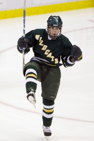 Greger Hanson scored the overtime winner in the CCHA semifinals against Ferris State (photo: Rachel Lewis).