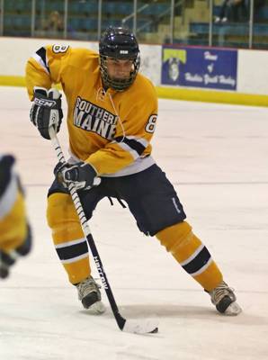 Defenseman Paul Conter will look to be a big part of the Southern Maine offense when the Huskies host Skidmore this weekend (photo by Jason Johns). 