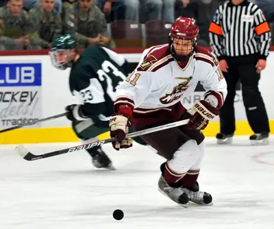 Norwich's Greg Eskedjian leverages his size and speed to be a strong offensive contributor for the Cadets (photo: by Frank Vanacek).