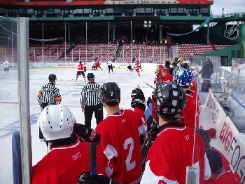 Boston University players watch from their bench (photo: Brian Sullivan).