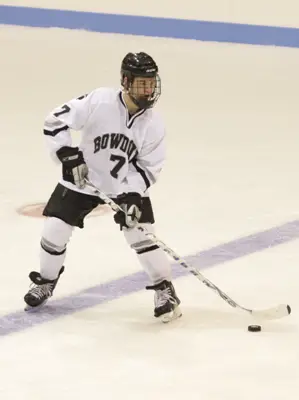 Producing points from his defensive position, Kyle Shearer-Hardy has been a key to Bowdoin's early success this season (photo: Tim Costello).
