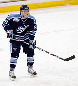 Hobey Baker Award finalist Gustav Nyquist's return makes Maine a more formidable foe this season (photo: Melissa Wade).