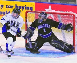 Junior Adam Avramenko starts the season as Niagara's No. 1 goaltender (photo: Doug Eagan).