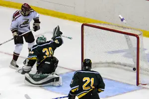 Norwich's Chad Anderson scores the first goal of the game. Photo by Angelo Lisuzzo.