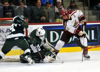 Senior Eric Tallent is no stranger to action in front of either goal for the Cadets, who are looking for their third NCAA title since 2000 (photo: Frank Vanacek).
