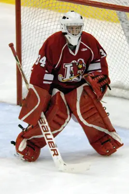 Plattsburgh netminder Ryan Williams may split duties with teammate Josh Leis (photo: Angelo Lisuzzo.)