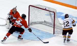 Mike Connolly has been a big contributor in his first two seasons at Minnesota-Duluth, including the overtime winner against Princeton in the 2009 NCAA tournament (photo: Jason Waldowski).