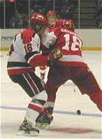 Jimmy Lorentz battles during St. Lawrence's 5OT win in the Regional last week.