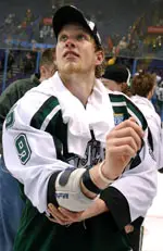 Justin Abdelkader in the postgame celebration. (photo: Skip Strandberg)