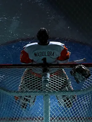 Sophomore Goalie Shane Madolora absorbs the spotlight before the game at Ritter Arena, in Rochester, New York. (Dylan Heuer)