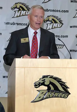 Andy Murray speaks after being named head coach at Western Michigan on Tuesday, July 26, 2011. (GARY SHOOK, GS Photo)